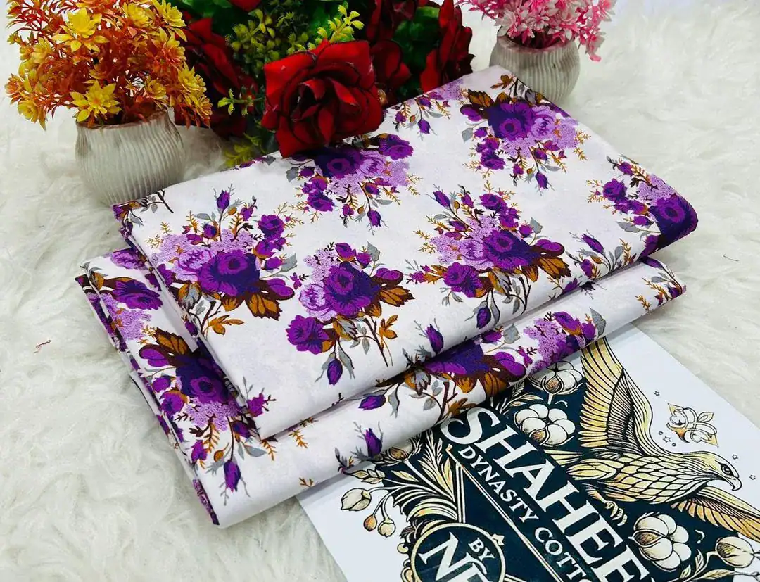 2 Pcs Women's Unstitched Printed Suit - Image 2